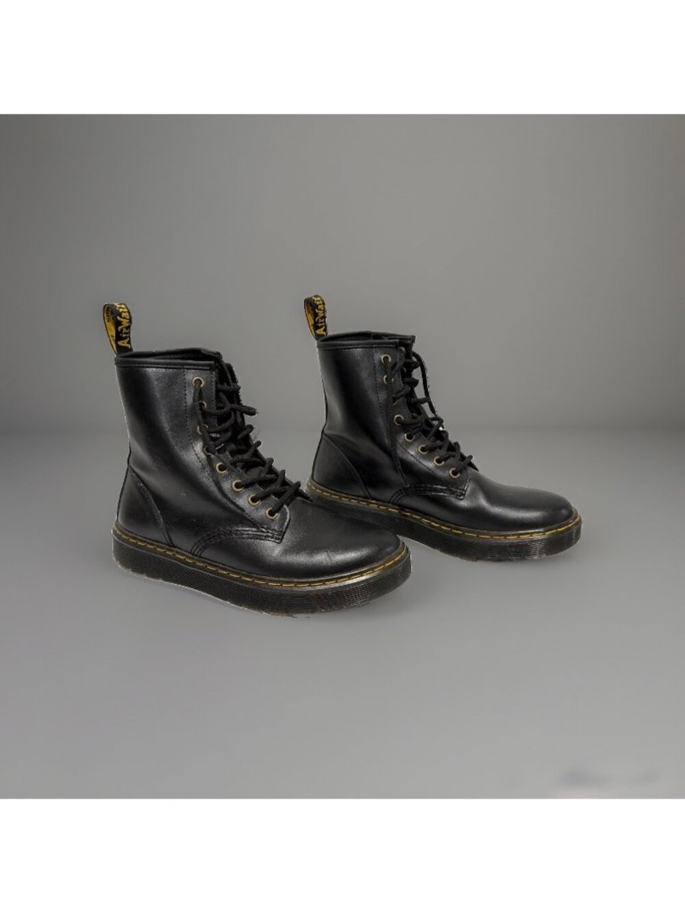 Dr. Doc Martens Zavala Black Leather Lace Up Combat Boots Size W8 M7 EU 39 VGC